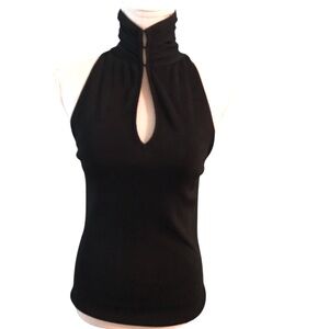 White House Black Market Black Ruched Cut Out Tank Top